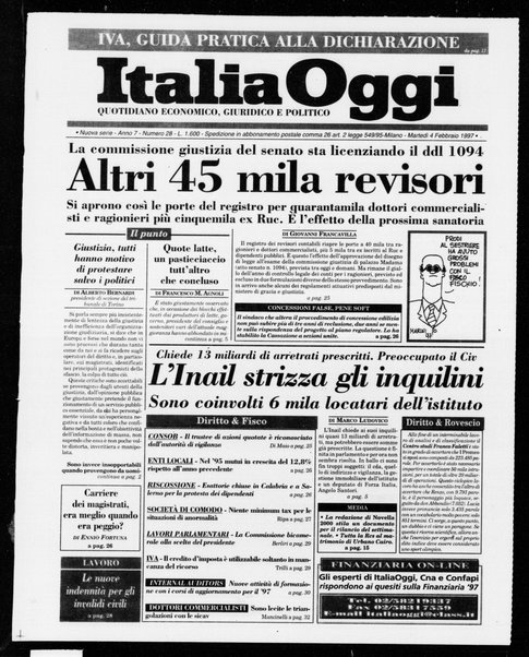 Italia oggi : quotidiano di economia finanza e politica